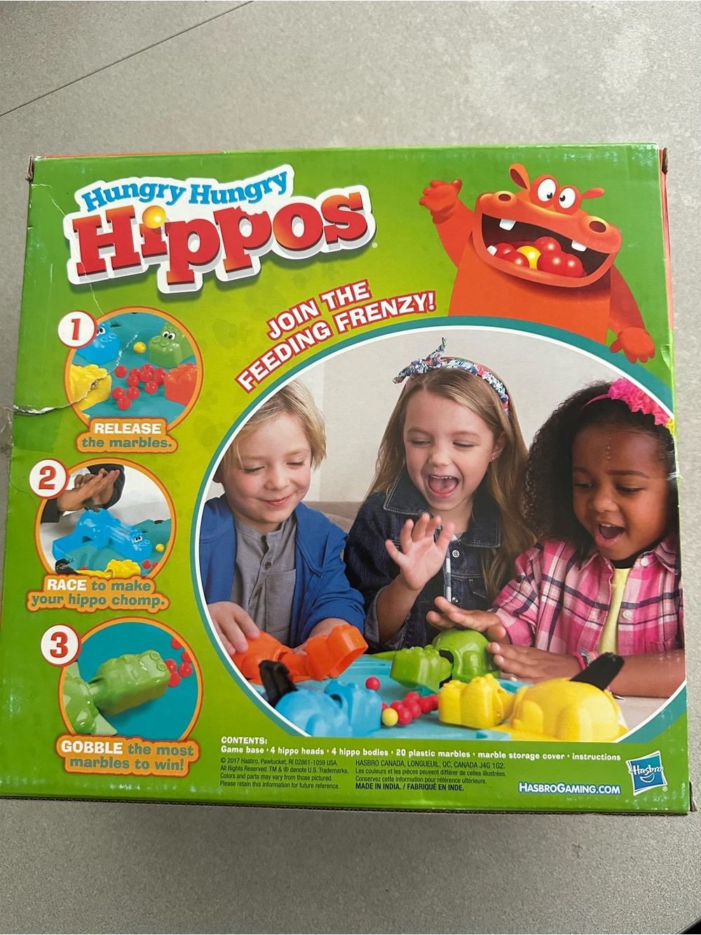 Hasbro Hungry Hungry Hippos Family Marble Game - Green, Blue, Yellow, Orange